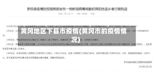 黄冈地区下县市疫情(黄冈市的疫情情况)-第2张图片